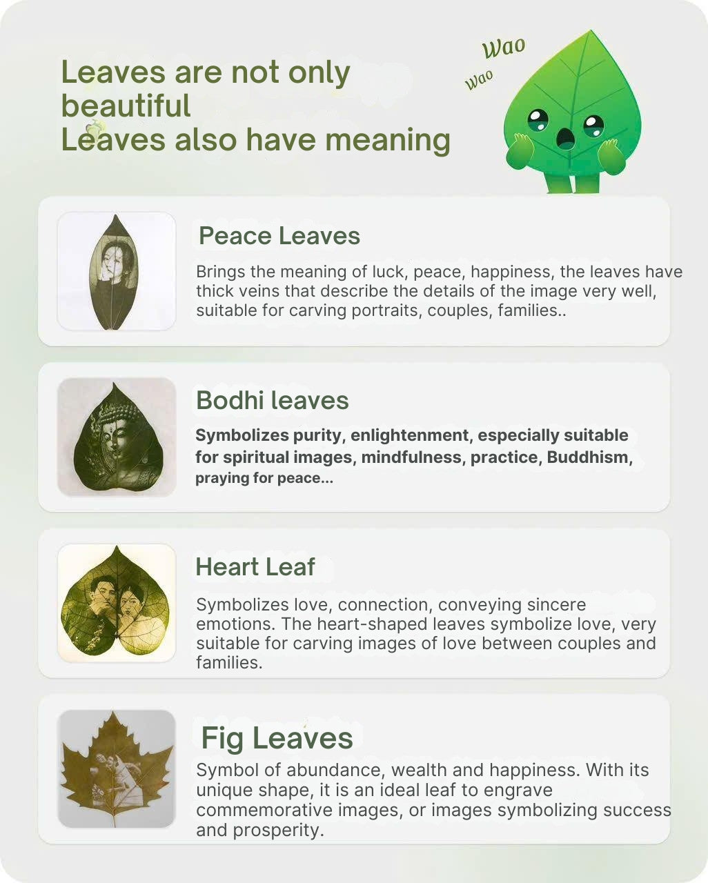 Engraved leaves with plastic frame