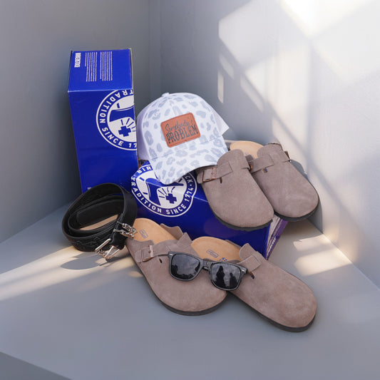 Holiday Premium Gift Combo – B.irkenstock Sandals + Sunglasses + Cap (+ Belt for Women)
