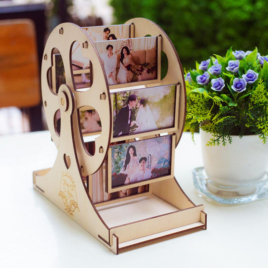 Wooden Carousel Photo Frame - Preserve Memories (8 Photos, Print on Demand)